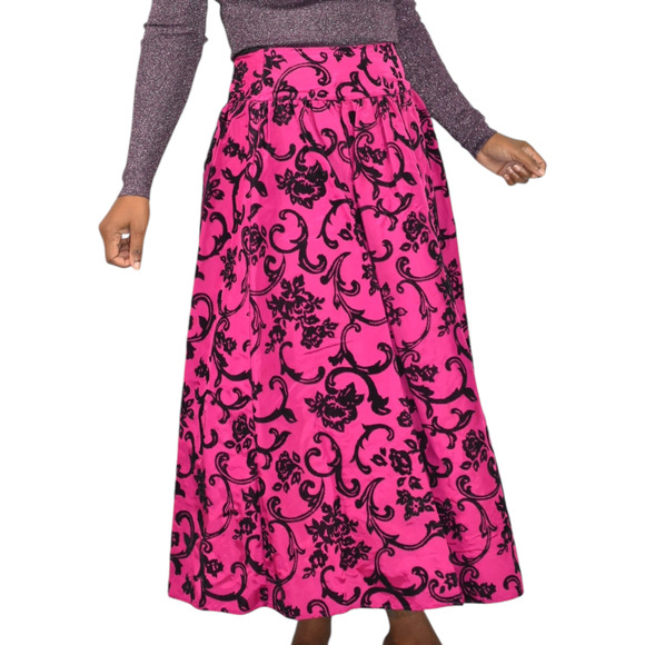 Vintage Scott McClintock Damask Skirt Purple Magenta Taffeta Crinoline Maxi 4 - Picture 10 of 16